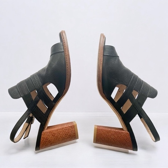 Zinda Black Leather Strappy  Heels Sz 38 - Picture 7 of 10